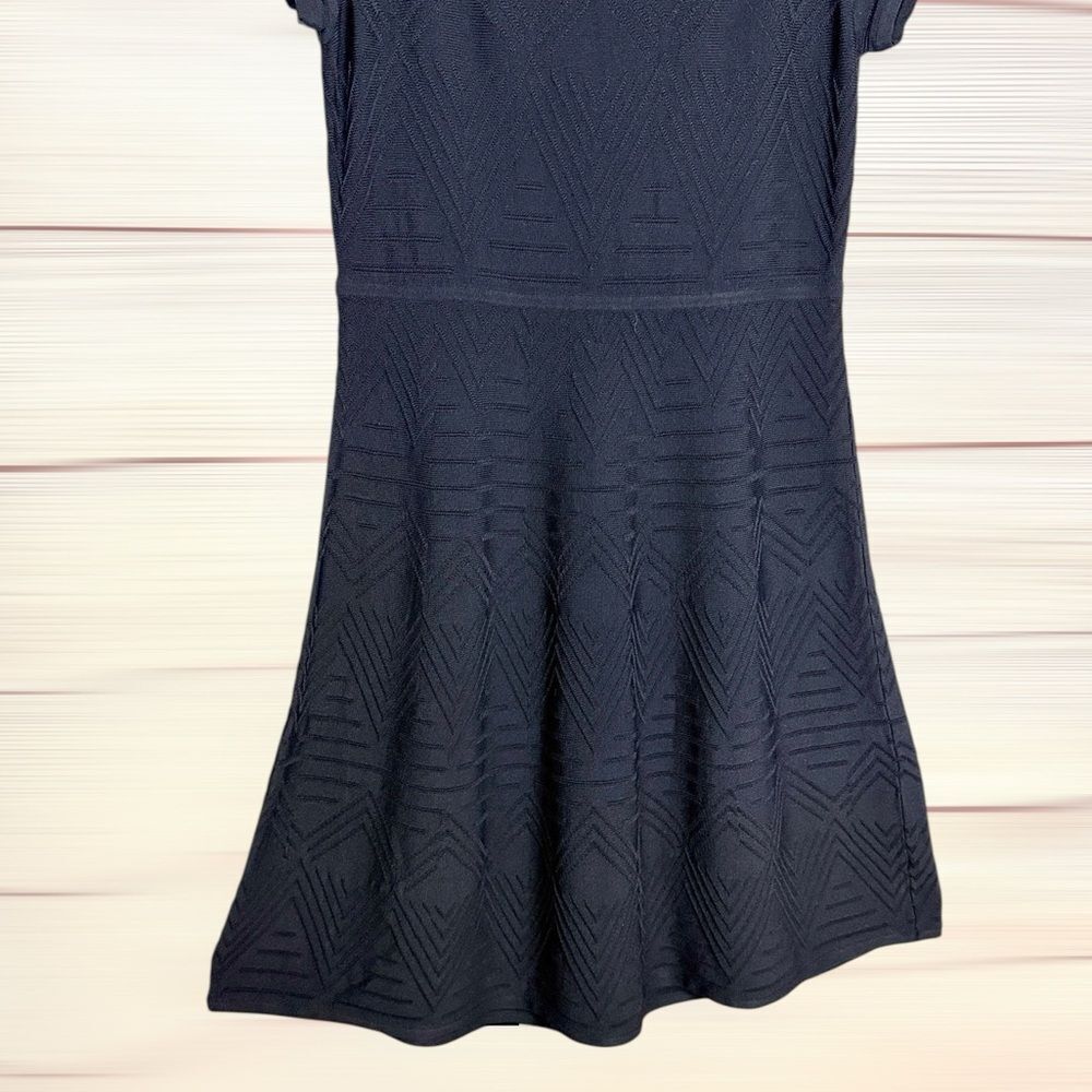 NWT Talbots Fit & Flare Dress Navy Blue Structured Rayon Blend Fabric L (8-10) - Picture 7 of 12